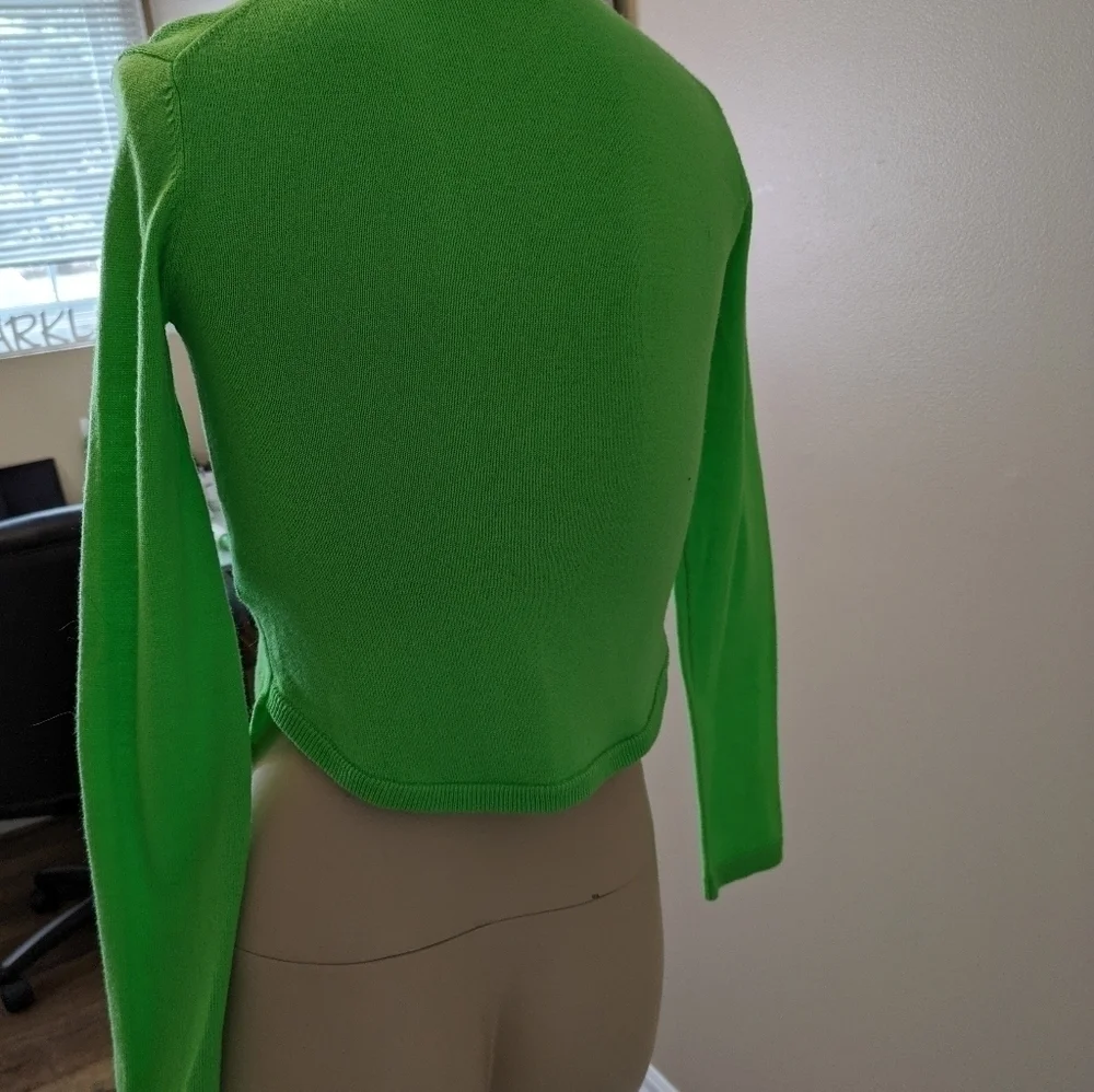 Aritzia Babaton Nathaniel 100% merino wool sweater fluro lime green - Picture 11 of 11